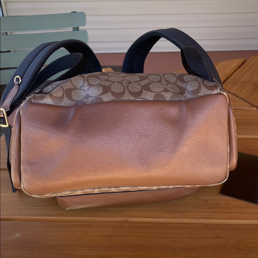 Coach Signature Tan and Brown Leather & Canvas & Leather Backpack - Picture 7 of 13
